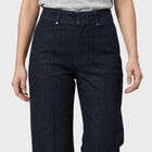 Women's Navy Blue Wide Leg Seam Detail Jeans, Dark Blue, small