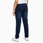 Boys' Dark Blue Straight Fit Elastic Waist Jeans, Dark Blue, small image number null