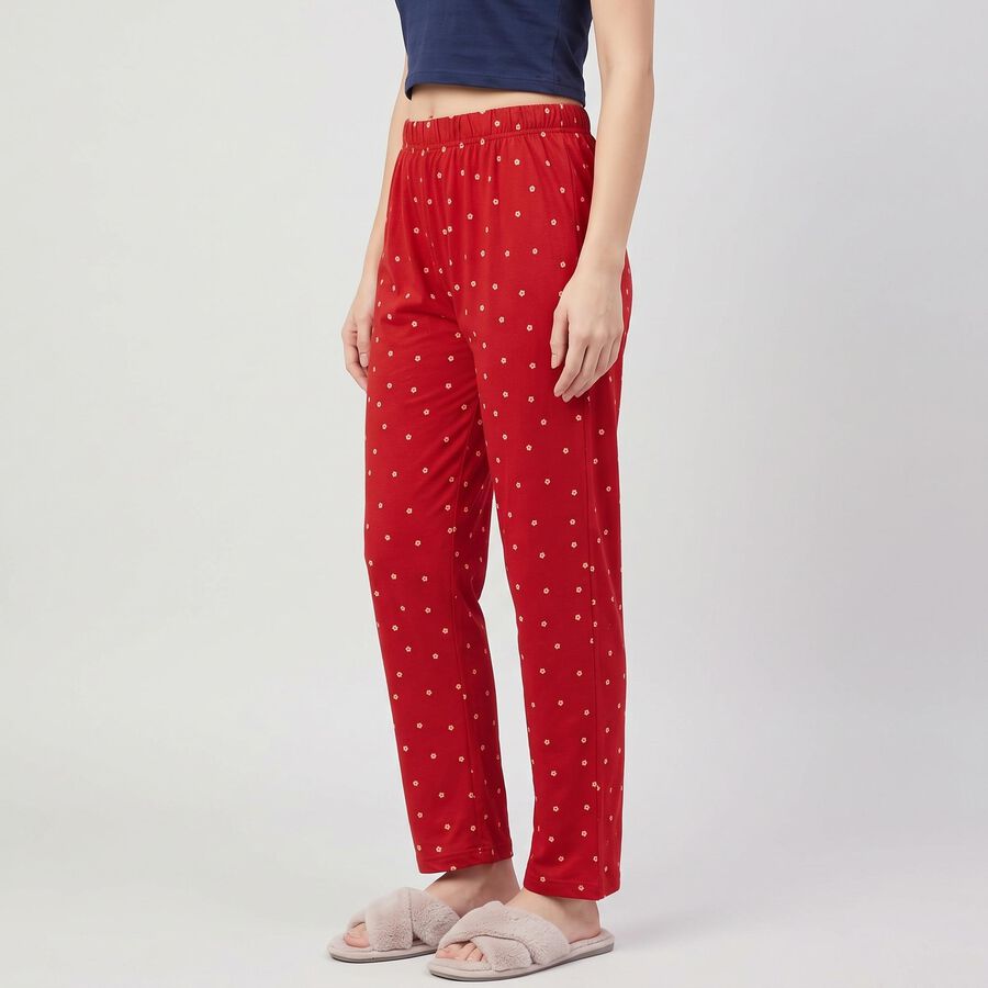 Women's Maroon Straight-Fit Floral Printed Pyjama, मरून, large