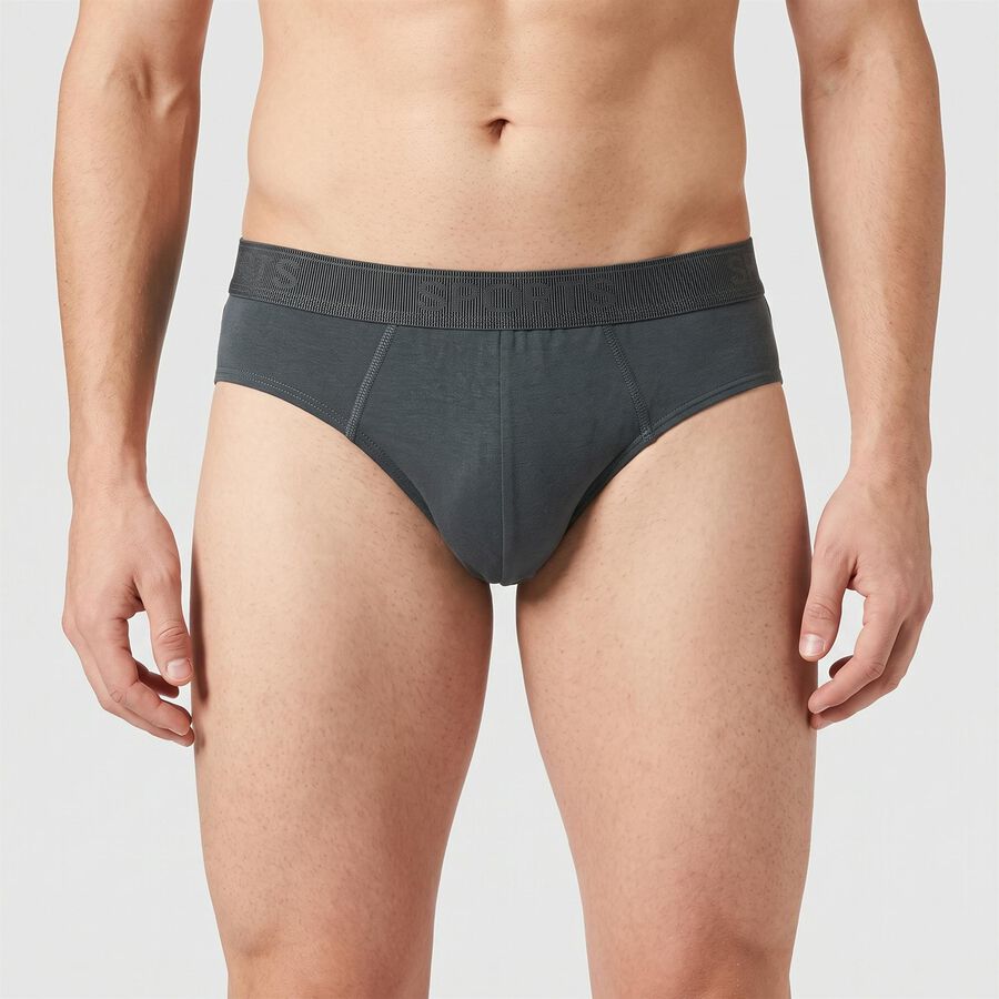 Men's Black Regular Fit Briefs, काला, large