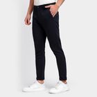 Men's Slim Fit Casual Trousers , काला, small image number null