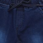 Boys' Navy Blue Regular Fit Drawstring Jeans, Mid Blue, small