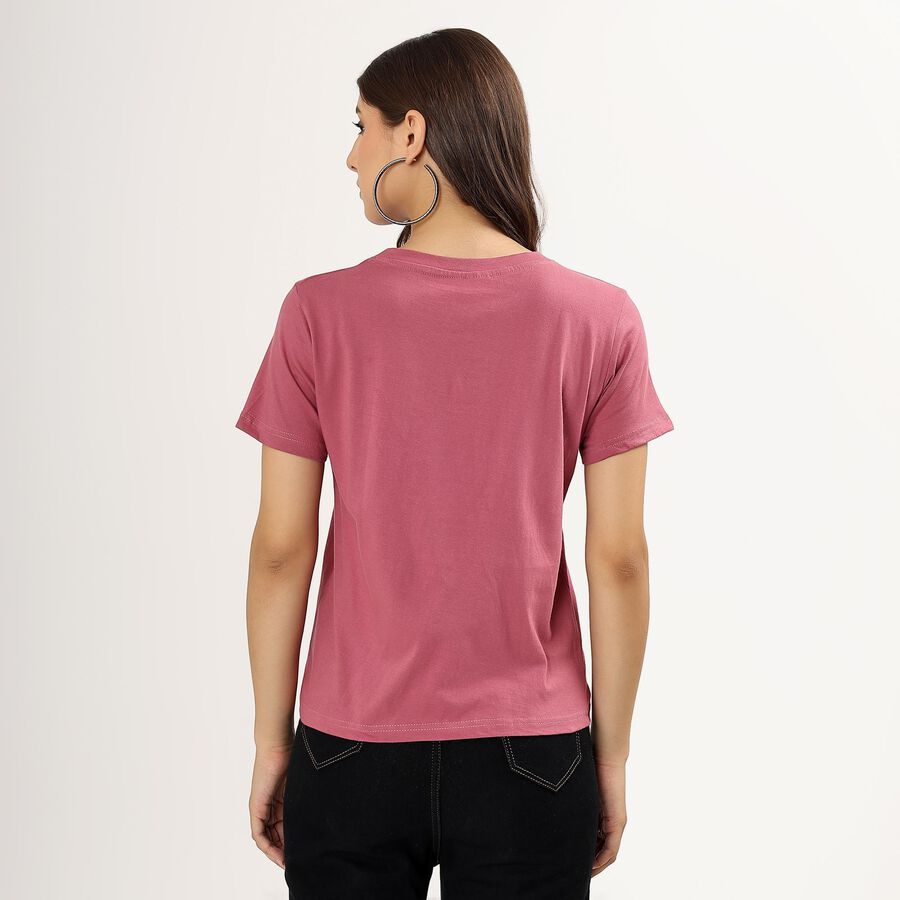 Ladies' 100% Cotton Round Neck T-Shirt , Pink, large image number null