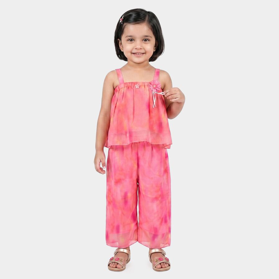 Girls Pink Square Neck Camisole Top and Capri Set, Pink, large