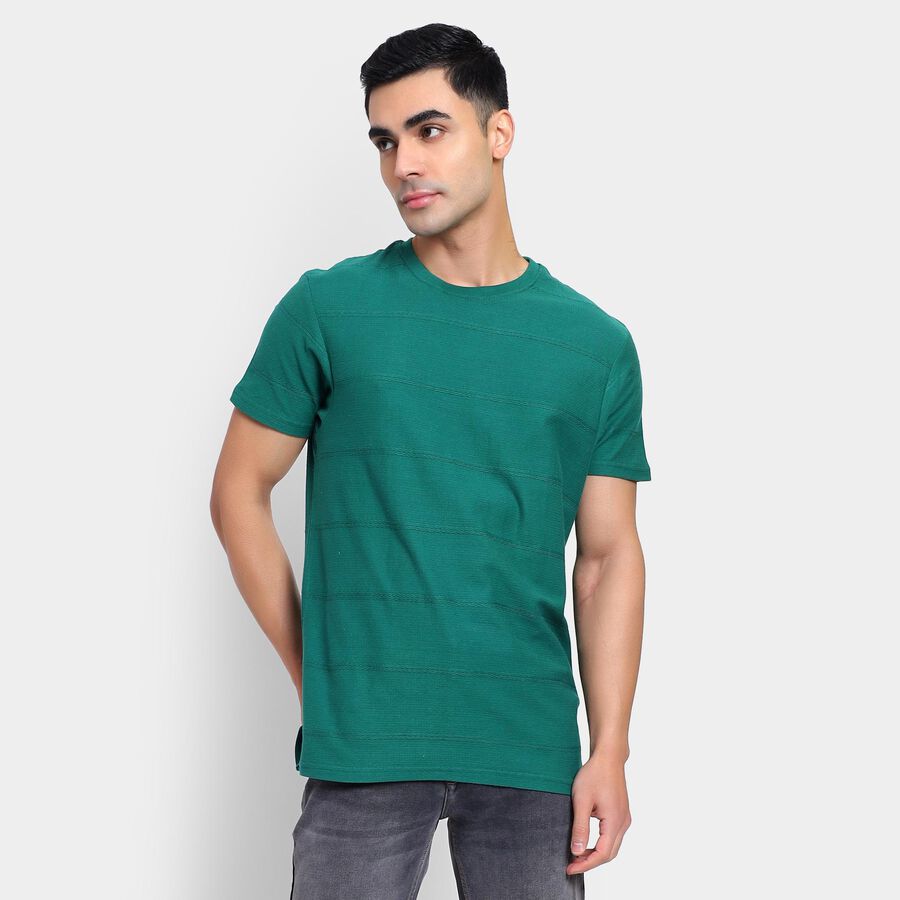 Men's 100% Cotton Round Neck Half Sleeves T-Shirt , Dark Green, large image number null