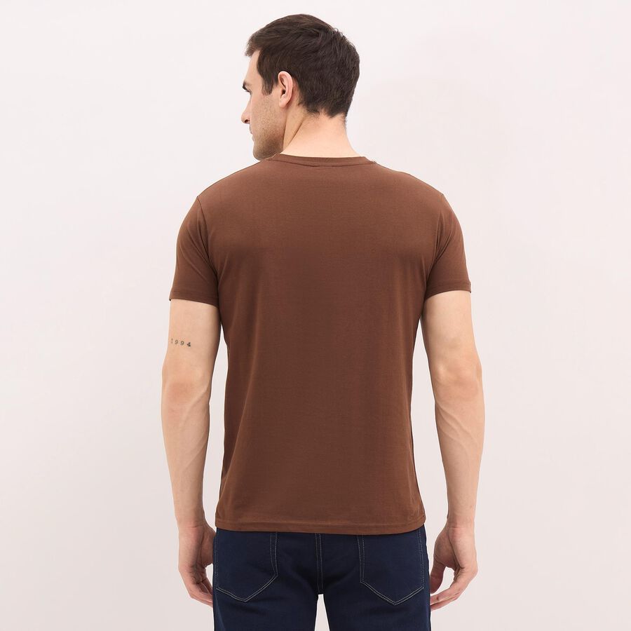 Men's Rich Brown Cotton Round Neck T-Shirt, Brown, large image number null
