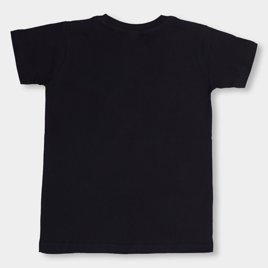 Kids' Deep Midnight Navy Blue Cotton Round Neck Casual T-Shirt, Navy Blue, large image number null
