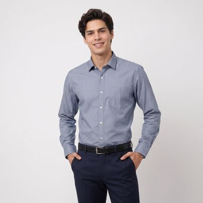 Men's Blue Regular Collar Regular Fit Formal Shirt