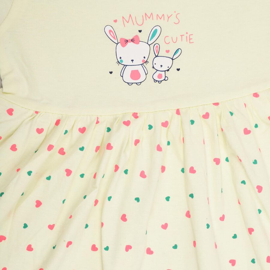 Infant Girls' 100% Cotton Frock, पीला, large