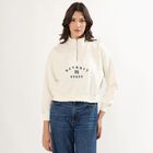 Women's Off-White Half Zip Casual Sweatshirt, Off White, small image number null