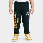 Boys' Green Straight Fit Basketball Printed Cotton Blend Pyjama, Dark Green, small