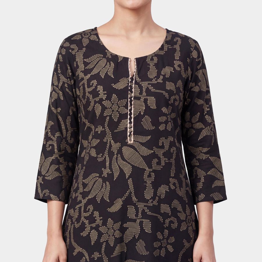 Women's Black Kurta, काला, large