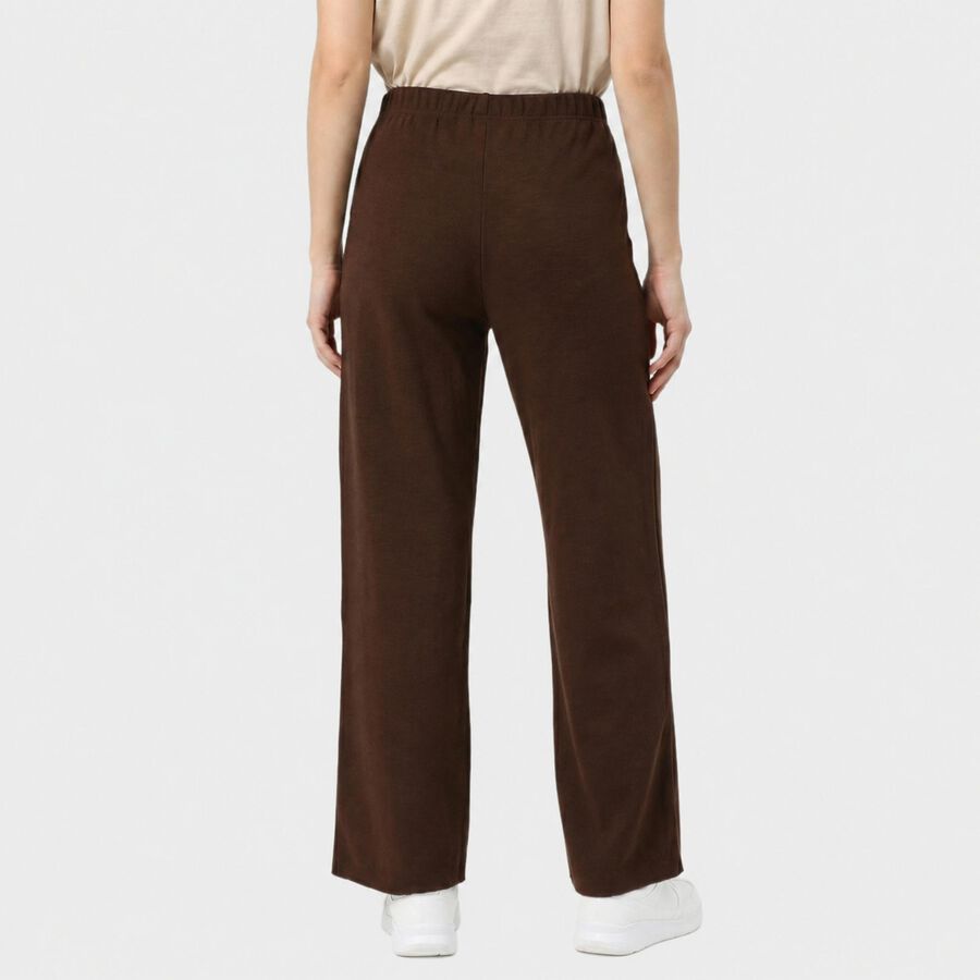 Women's Brown Straight Fit Solid Track Pants, भूरा, large