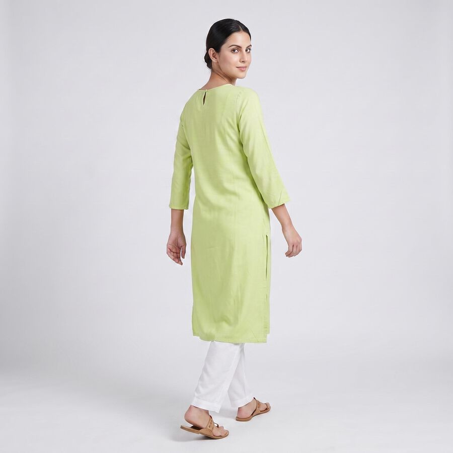 Women's Mint Green Round Neck Printed Straight Kurta, Light Green, large
