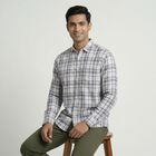 Men's Off-White Cotton Button-Down Casual Shirt, Off White, small