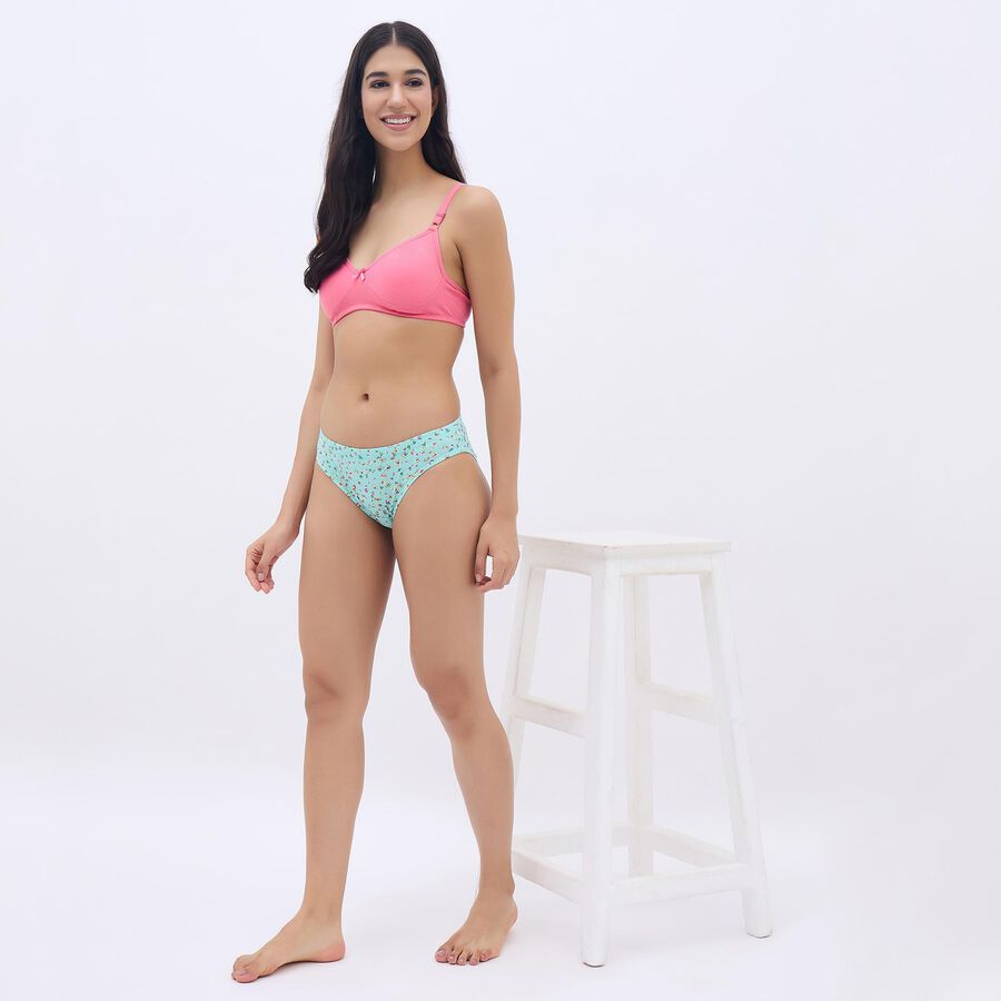 Women's Soft Pink Cotton V-Neck Basic Bra, मूँगा (कोरल), large image number null