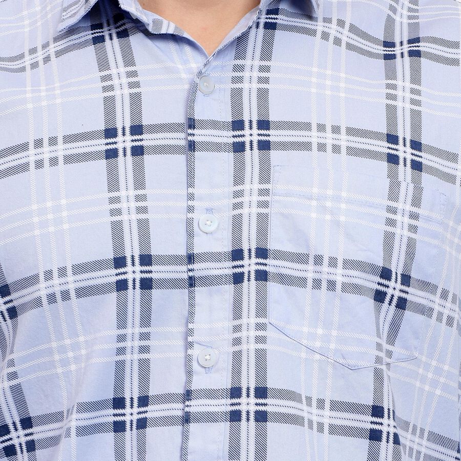 Men's 100% Cotton Casual Shirt , Light Blue, large