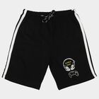 Boys' Black Regular Fit Graphic Print Bermuda Shorts, काला, small