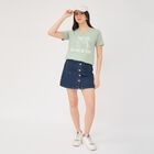 Women's Mint Green Round Neck Graphic Print T-Shirt, Light Green, small image number null
