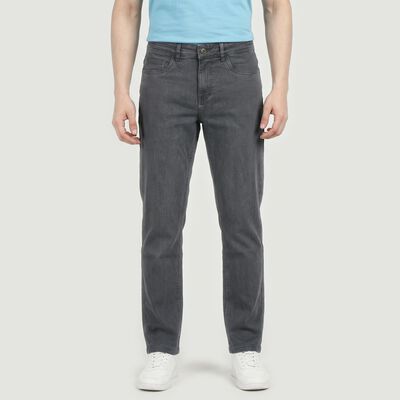 Men's Grey Stretch Fit Casual Jeans