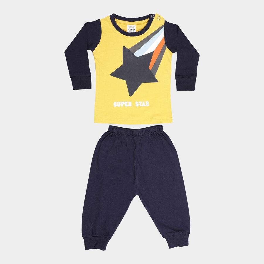 Infants Cotton Baba Suit, Yellow, large image number null