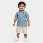Infants Teal Cotton Polo Collar Preppy T-Shirt, Teal Blue, small