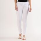 Women's Bright White Cotton Blend Ankle-Length Churidar, सफ़ेद, small image number null