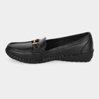 Women's Black Slip-On Loafers, काला, small