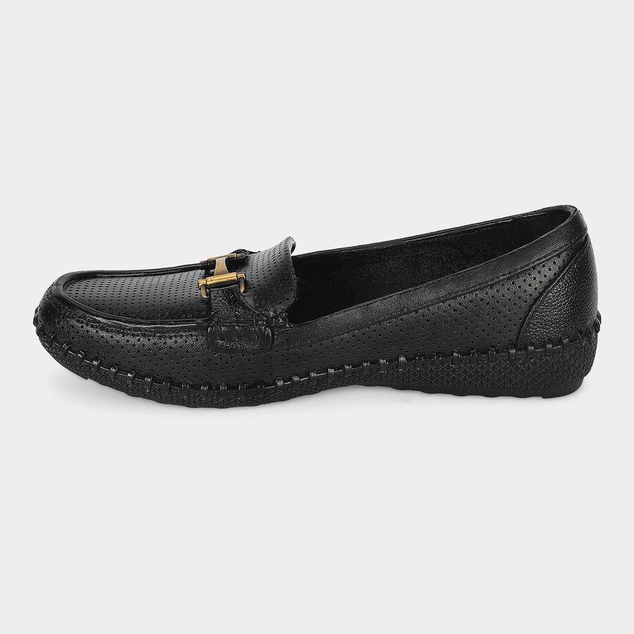 Women's Black Slip-On Loafers, काला, large