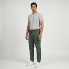 Men's Olive Green Regular Fit Cargo Jogger, गहरा हरा, small