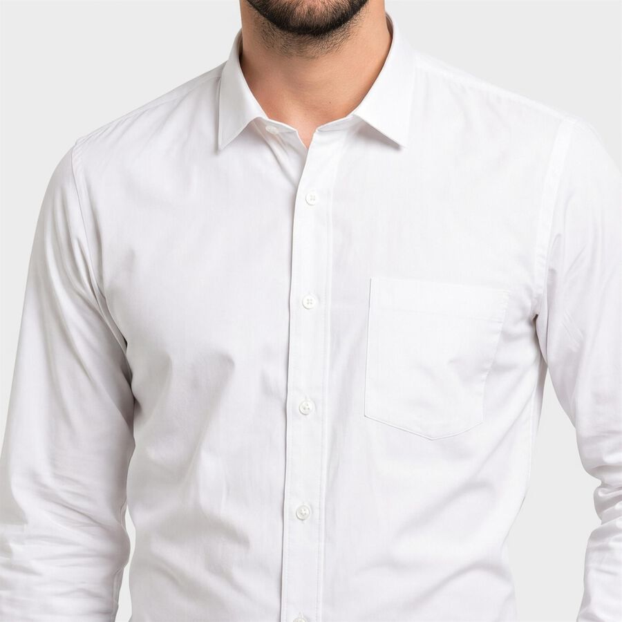 Men's White Regular Collar Regular Fit Formal Shirt, सफ़ेद, large