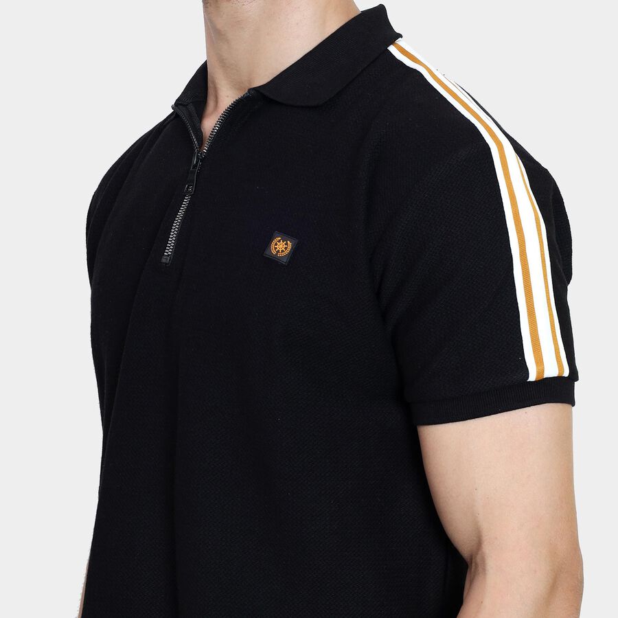 Men's Collared Half Sleeves T-Shirt , काला, large image number null