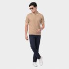 Men's Beige Polo Neck Polo T-Shirt, गहरा पीला, small