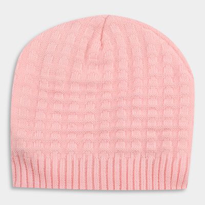 Girls' Soft Pink Textured Winter Cap