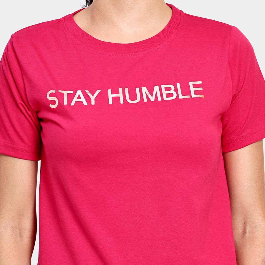 Ladies' Round Neck T-Shirt , रानी (फ्यूशिया), large image number null