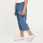 Girls' Stonewashed Blue Cropped Fit Embroidered Jeans, Light Blue, small image number null