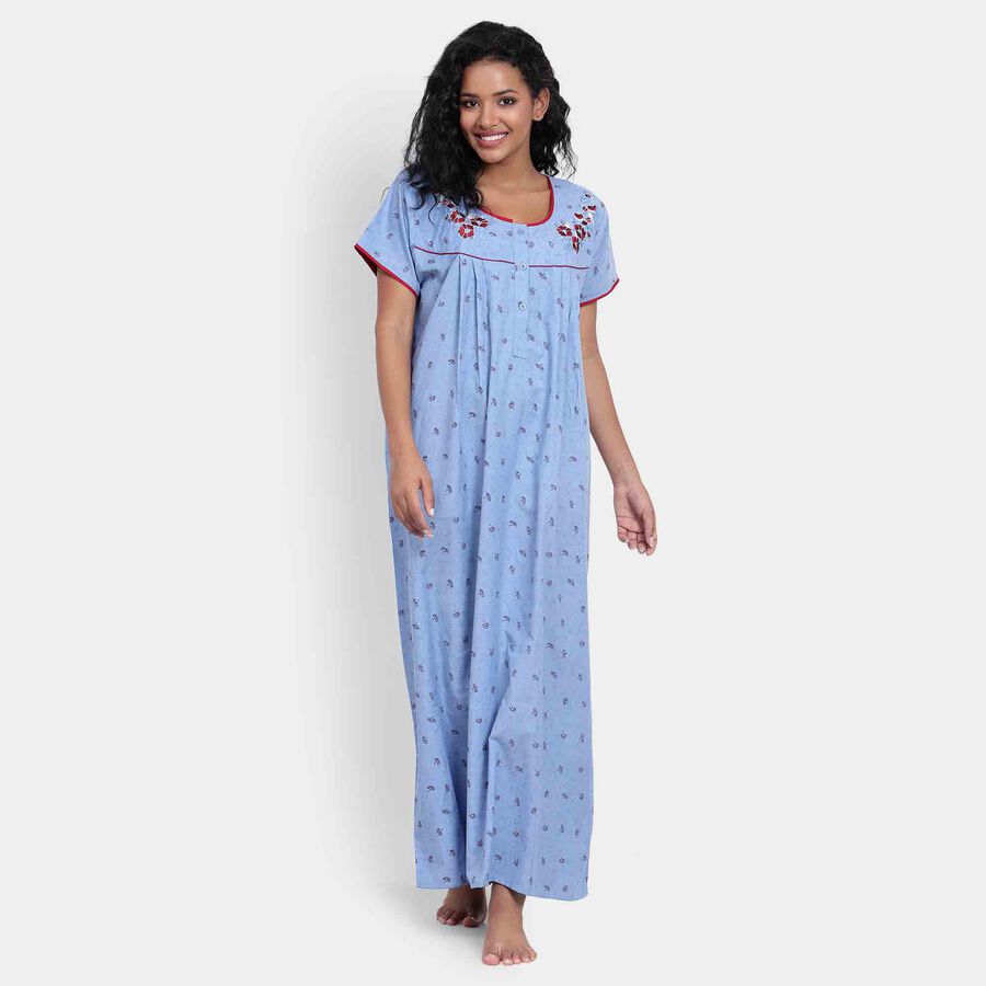 Printed Nighty, Mid Blue, large image number null