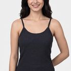 Women's Navy Blue Sleeveless Camisole Thermal, मध्यम नीला, small