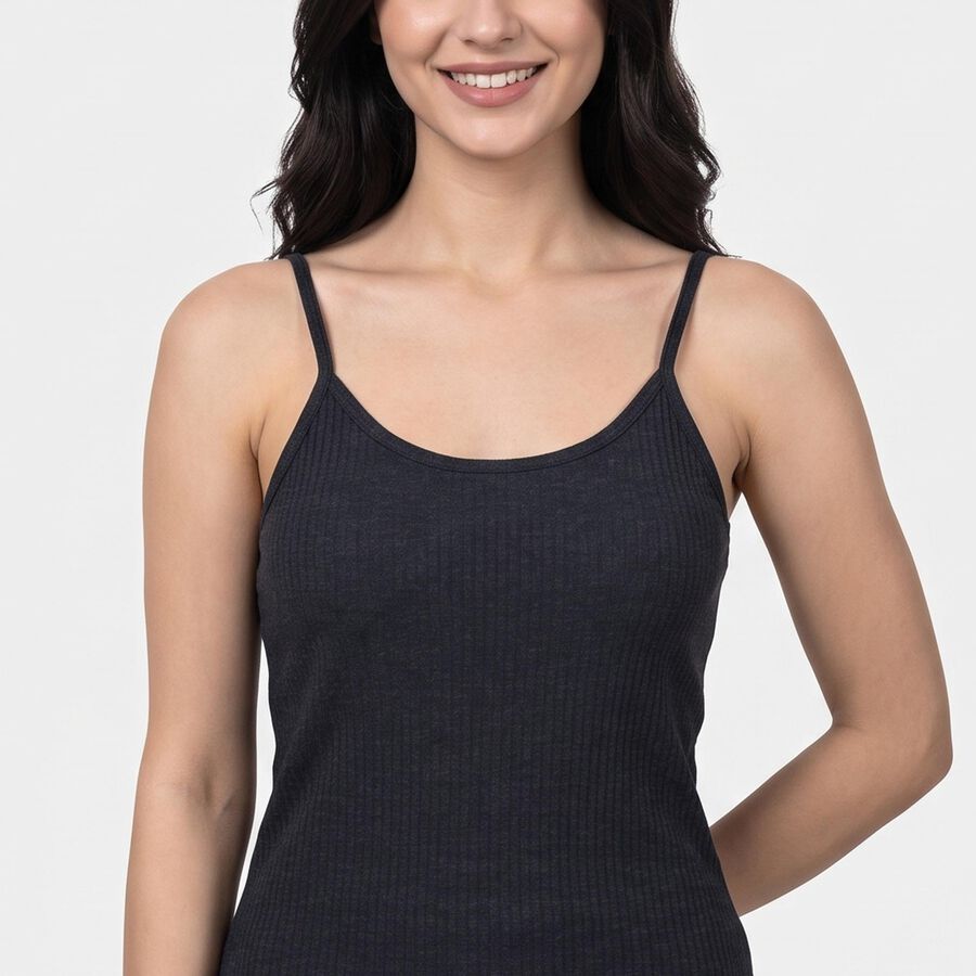 Women's Navy Blue Sleeveless Camisole Thermal, मध्यम नीला, large