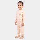 Girls Peach Round Neck Lounge Hipster Set, Peach, small
