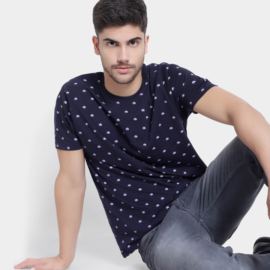 Round Neck T-Shirt, Navy Blue, large image number null