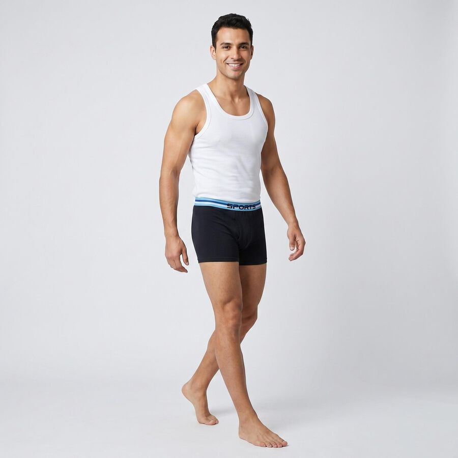Men's Navy Blue Regular Fit Solid Trunks, नेवी ब्लू, large