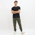 Men's Olive Green Regular Fit Printed Track Pants, Dark Green, small image number null