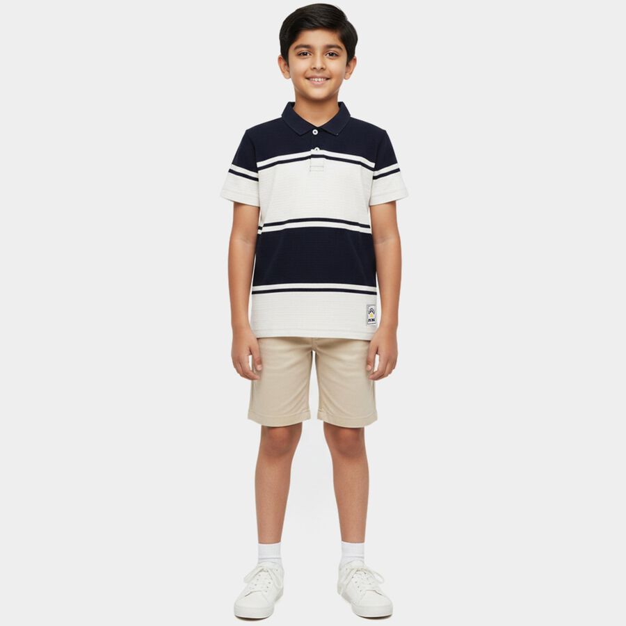 Boys' Navy Blue Round Neck Casual Half Sleeves T-Shirt, नेवी ब्लू, large