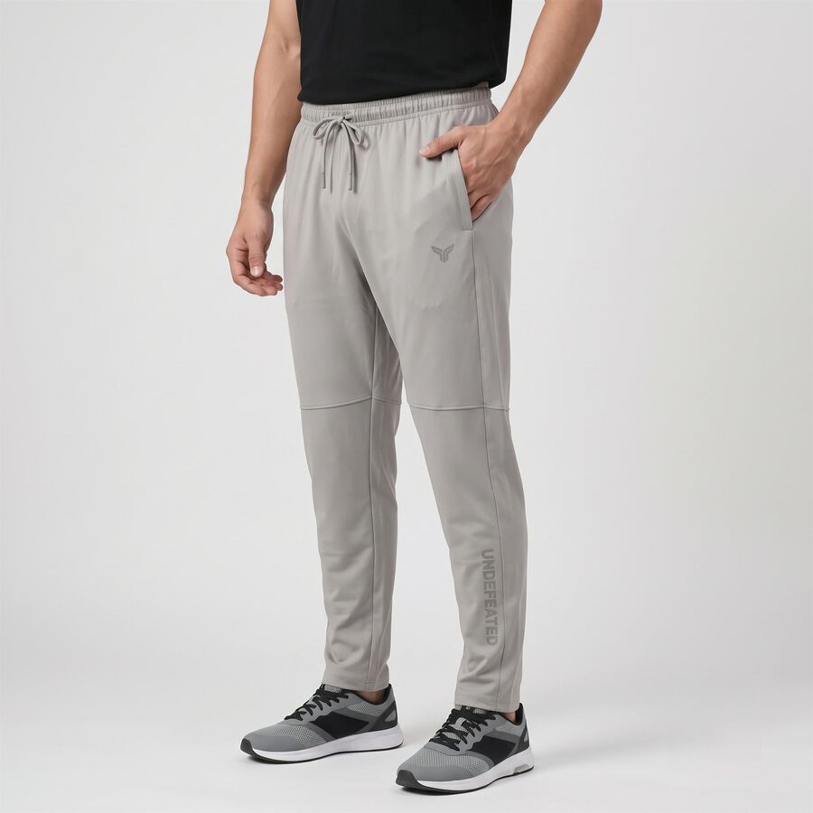 Men's Grey Slim Fit Logo Print Track Pants, Light Grey, large