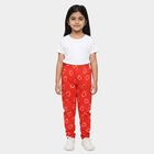 Girls' Red Straight Fit Heart Printed Pyjama, लाल, small