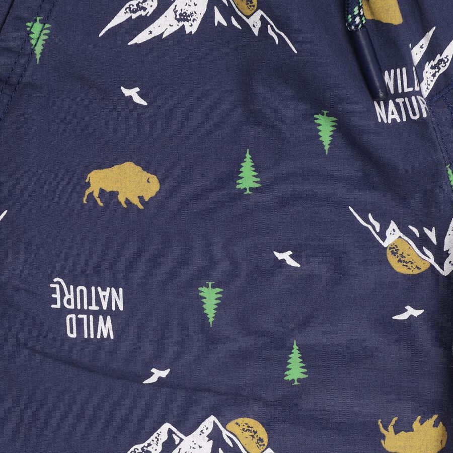 Kids' Navy Blue Relaxed Fit Printed Jamaican Shorts, Navy Blue, large image number null