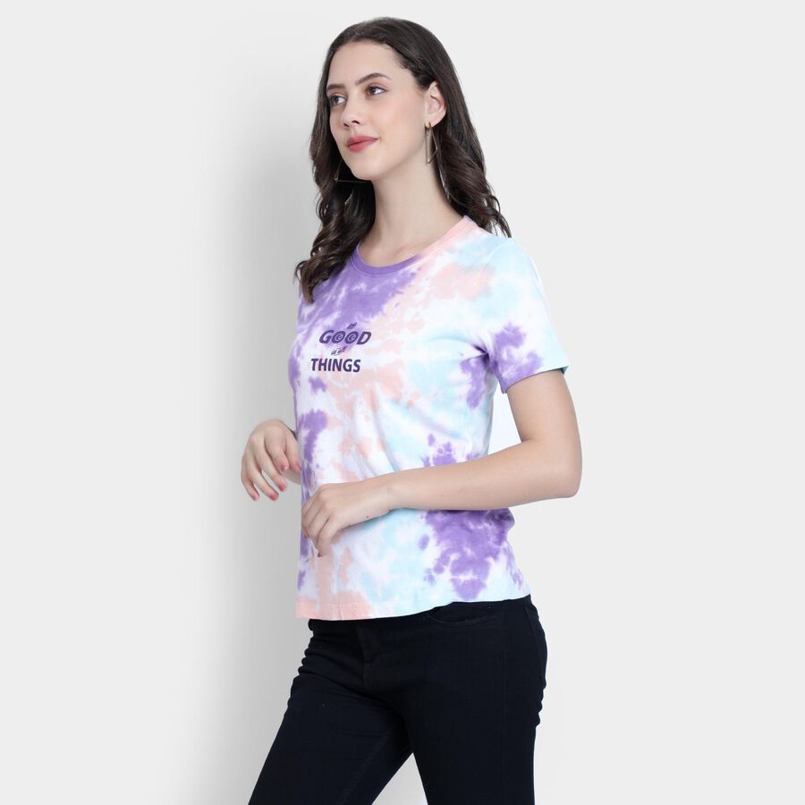Ladies' 100% Cotton Round Neck T-Shirt , Purple, large image number null