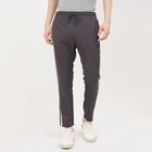 Men's Grey Slim Fit Side-Striped Track Pants, Dark Grey, small