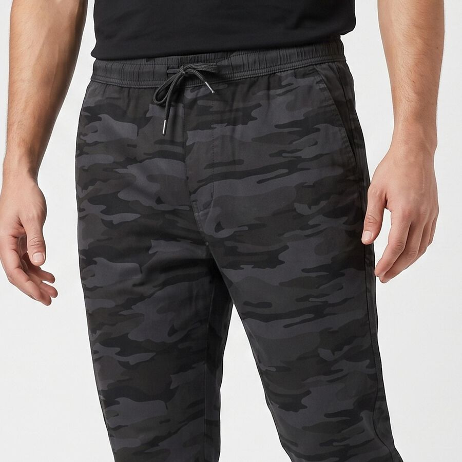 Men's Mid Blue Slim Fit Camouflage Jogger Trousers, मध्यम नीला, large